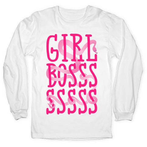 Girl Boss Snake Parody White Print Longsleeve Tee